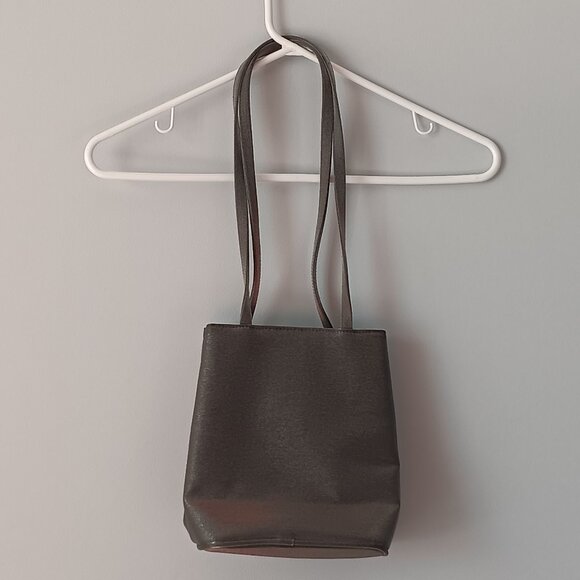 Silvery Dark Grey Shoulder Bag 8" x 7" Zipper Pocket Double Straps 11" Drop - Picture 8 of 12